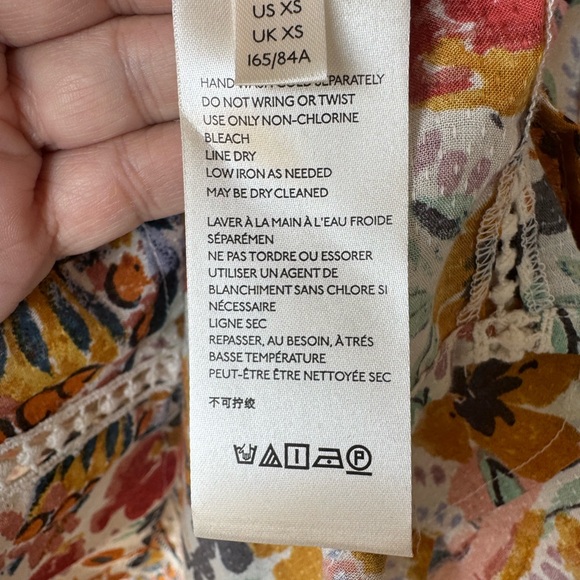 Anthropologie Maeve Floral Peasant Boho Blouse XS Square Neck EUC - Picture 9 of 13